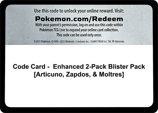 Image for Code Card - Enhanced 2-Pack Blister Pack [Articuno, Zapdos, & Moltres] (World Championship Decks) - Pokemon