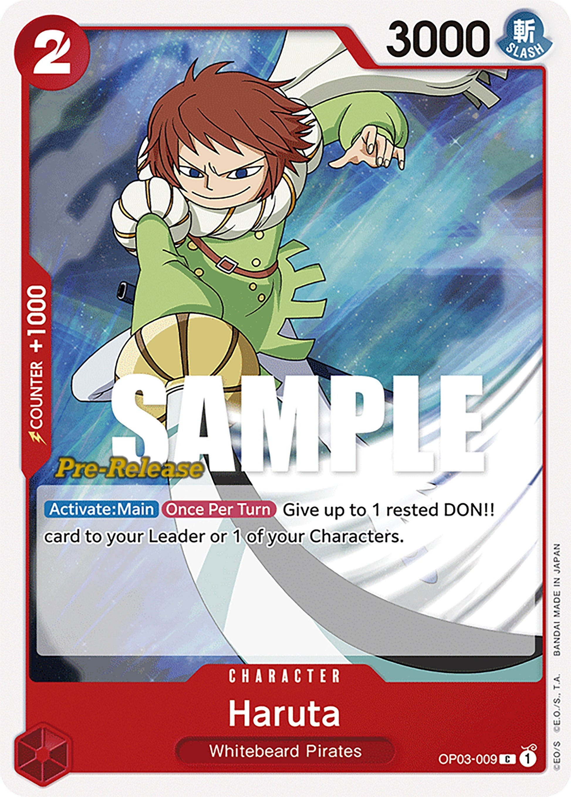 Image for Haruta (OP03-009) (Pillars of Strength Pre-Release Cards) - One Piece Card Game