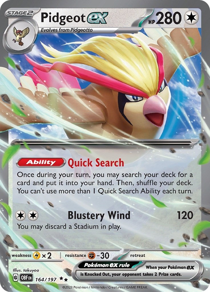 Image for Pidgeot ex (164/197) (SV03: Obsidian Flames) - Pokemon