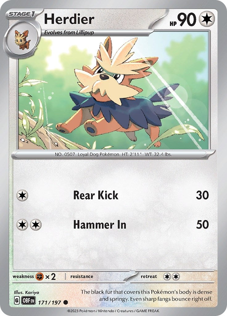 Image for Herdier (171/197) (SV03: Obsidian Flames) - Pokemon