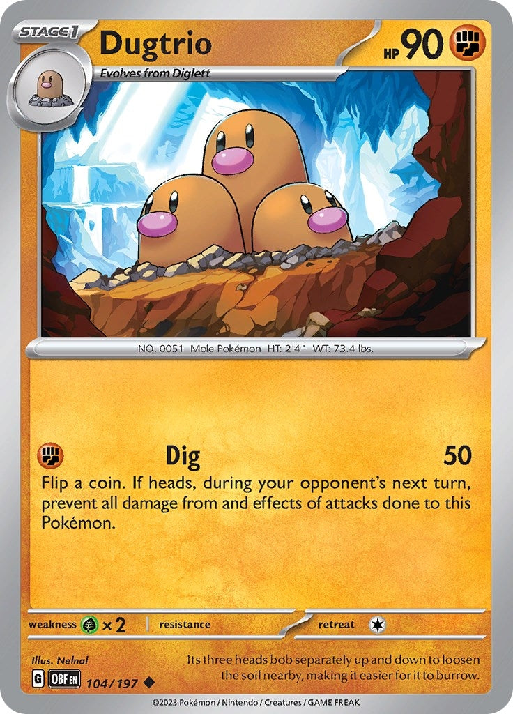Image for Dugtrio (104/197) (SV03: Obsidian Flames) - Pokemon