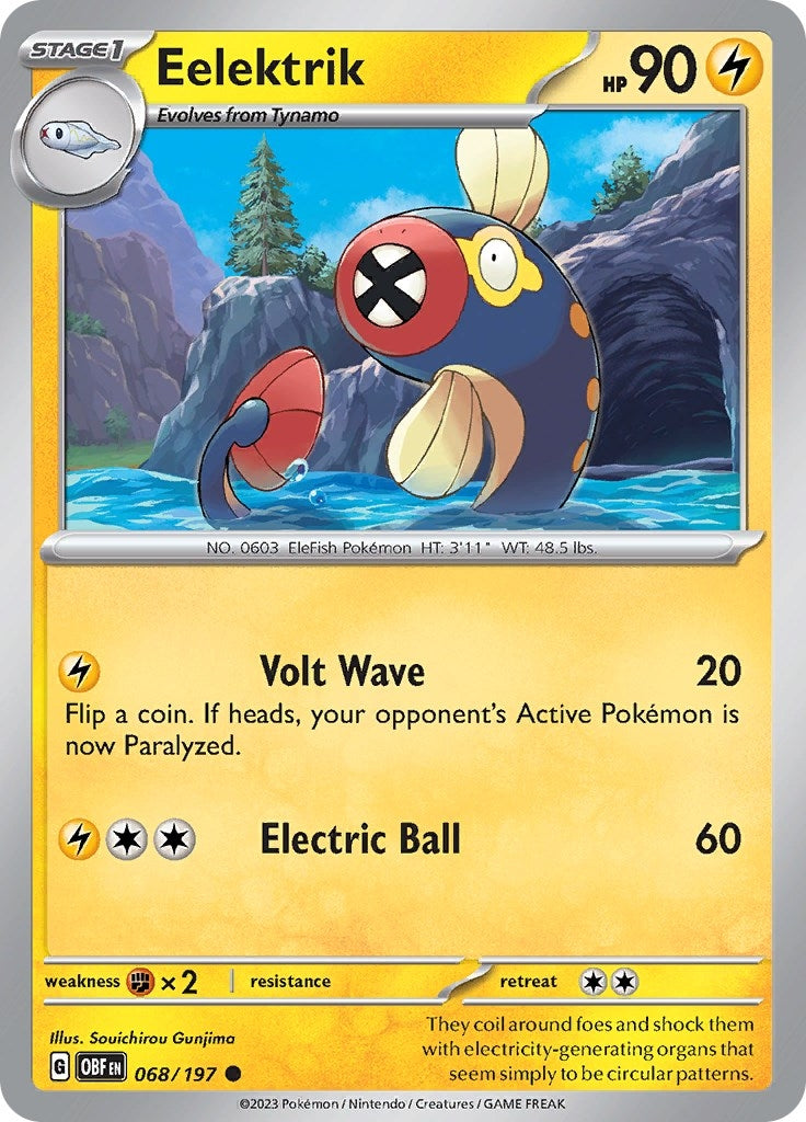 Image for Eelektrik (068/197) (SV03: Obsidian Flames) - Pokemon