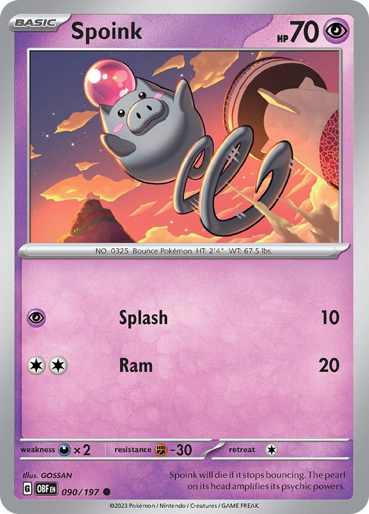 Image for Spoink (090/197) (SV03: Obsidian Flames) - Pokemon
