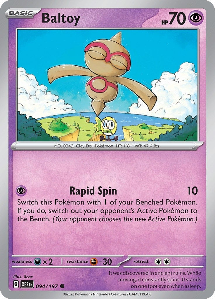 Image for Baltoy (094/197) (SV03: Obsidian Flames) - Pokemon