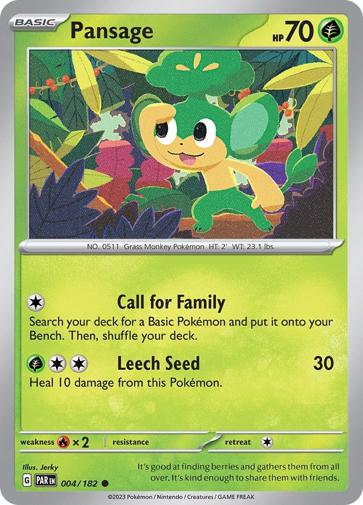 Image for Pansage (004/182) (SV04: Paradox Rift) - Pokemon