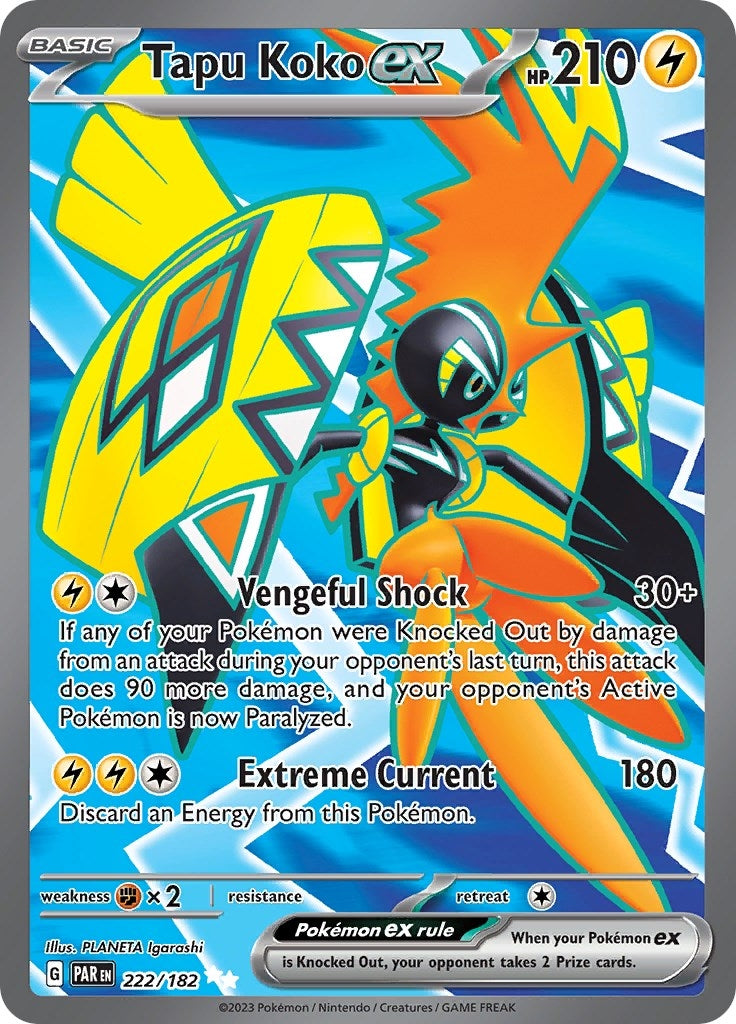 Image for Tapu Koko ex (222/182) (SV04: Paradox Rift) - Pokemon
