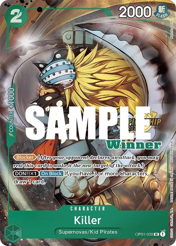 Image for Killer (CS 2023 Top Players Pack) [Winner] (OP01-039) (One Piece Promotion Cards) - One Piece Card Game