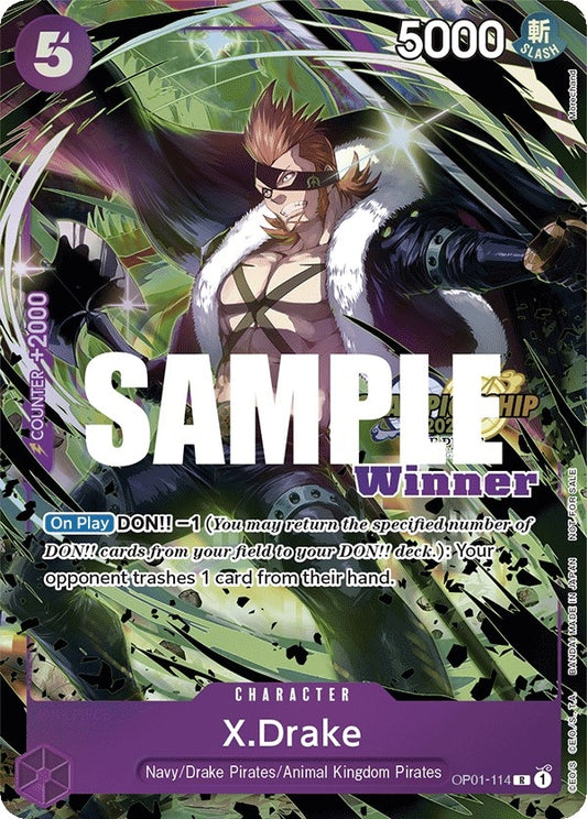 Image for X.Drake (CS 2023 Top Players Pack) [Winner] (OP01-114) (One Piece Promotion Cards) - One Piece Card Game