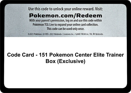 Image for Code Card - 151 Pokemon Center Elite Trainer Box (Exclusive) (SV: Scarlet & Violet 151) - Pokemon