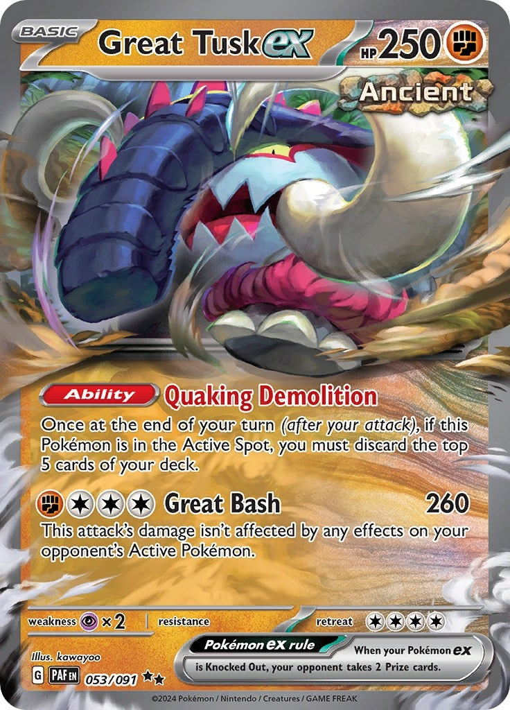 Image for Great Tusk ex (053/091) (SV: Paldean Fates) - Pokemon