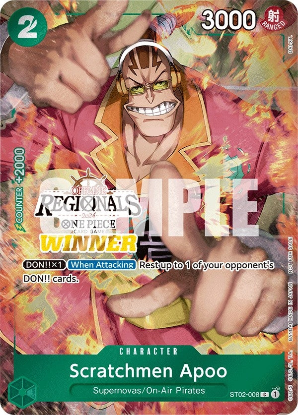 Image for Scratchmen Apoo (Offline Regional 2024) [Winner] (ST02-008) (One Piece Promotion Cards) - One Piece Card Game