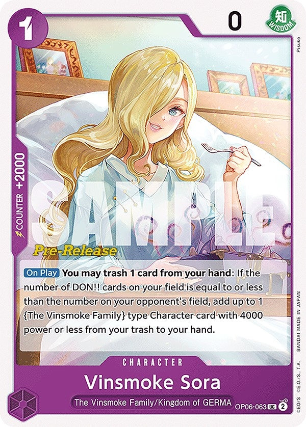 Image for Vinsmoke Sora (OP06-063) (Wings of the Captain Pre-Release Cards) - One Piece Card Game