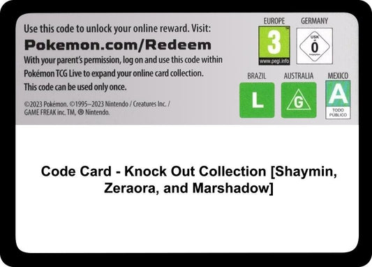 Image for Code Card - Knock Out Collection [Shaymin, Zeraora, and Marshadow] (Miscellaneous Cards & Products) - Pokemon