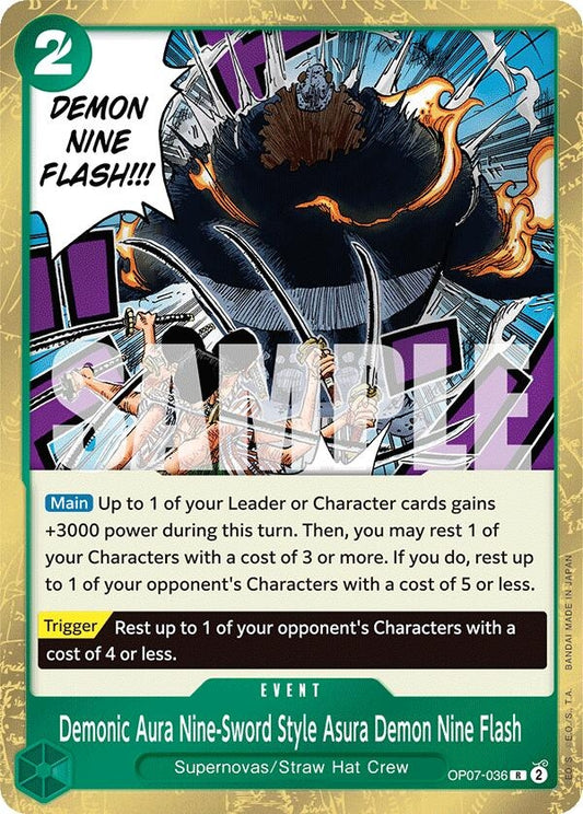 Image for Demonic Aura Nine-Sword Style Asura Demon Nine Flash (OP07-036) (500 Years in the Future) - One Piece Card Game