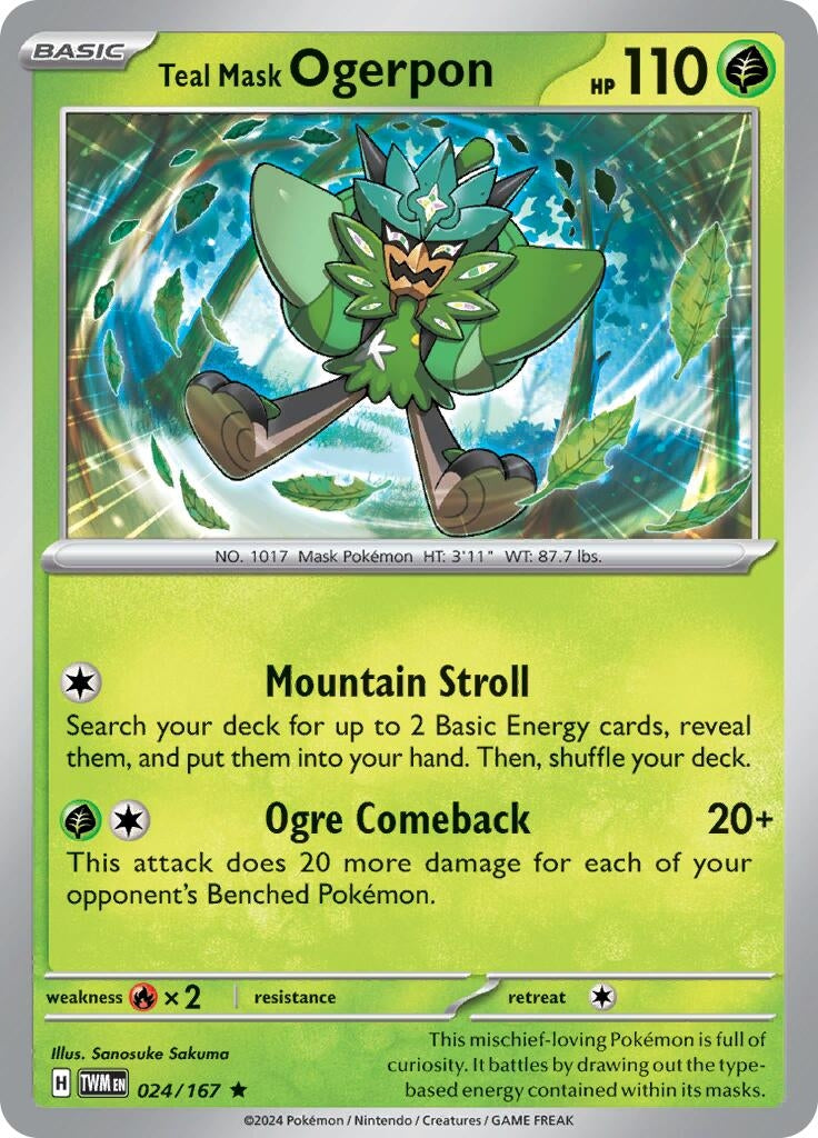 Image for Teal Mask Ogerpon (024/167) (SV06: Twilight Masquerade) - Pokemon