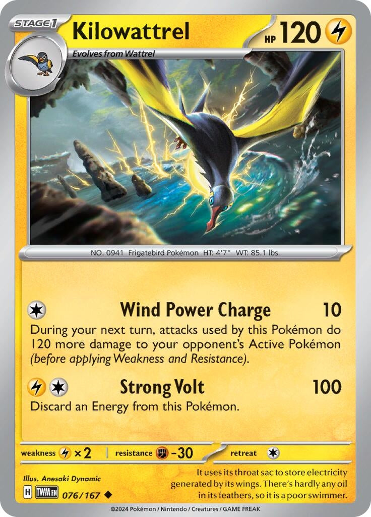 Image for Kilowattrel (076/167) (SV06: Twilight Masquerade) - Pokemon