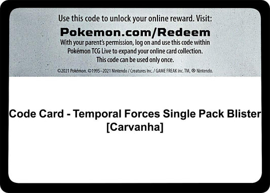 Image for Code Card - Temporal Forces Single Pack Blister [Carvanha] (SV05: Temporal Forces) - Pokemon