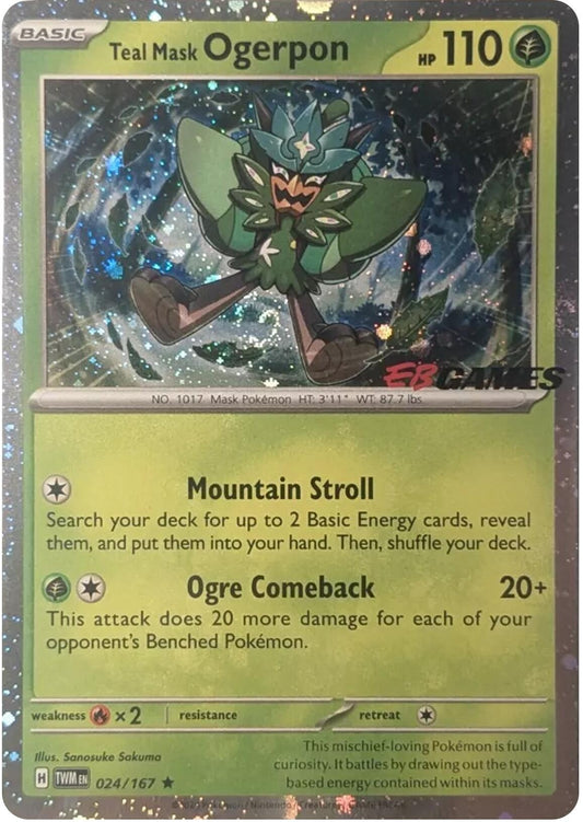 Image for Teal Mask Ogerpon (Cosmos Holo) (EB Games Exclusive) (024/167) (Miscellaneous Cards & Products) - Pokemon