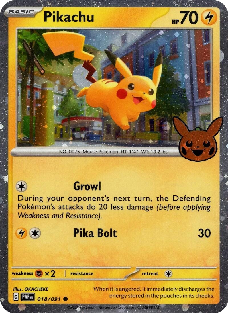 Image for Pikachu - 018/091 (Cosmos Holo) (018/091) (Trick or Trade BOOster Bundle 2024) - Pokemon