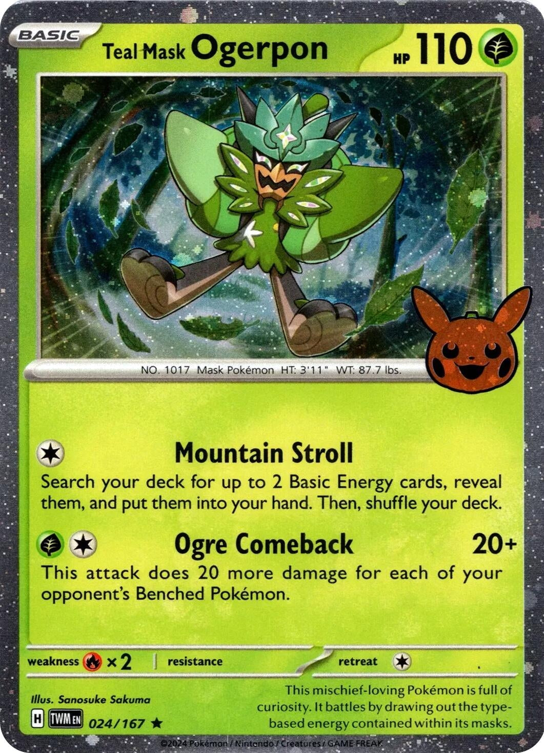 Image for Teal Mask Ogerpon (Cosmos Holo) (024/167) (Trick or Trade BOOster Bundle 2024) - Pokemon