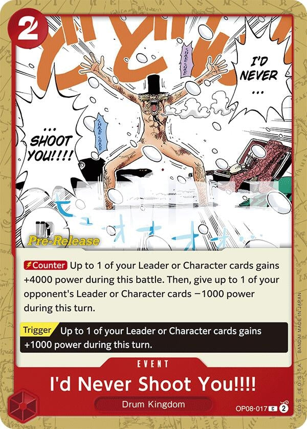 Image for I'd Never Shoot You!!!! (OP08-017) (Two Legends Pre-Release Cards) - One Piece Card Game