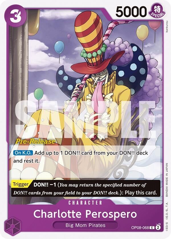 Image for Charlotte Perospero (OP08-068) (Two Legends Pre-Release Cards) - One Piece Card Game
