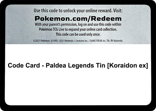 Image for Code Card - Paldea Legends Tin [Koraidon ex] (Miscellaneous Cards & Products) - Pokemon