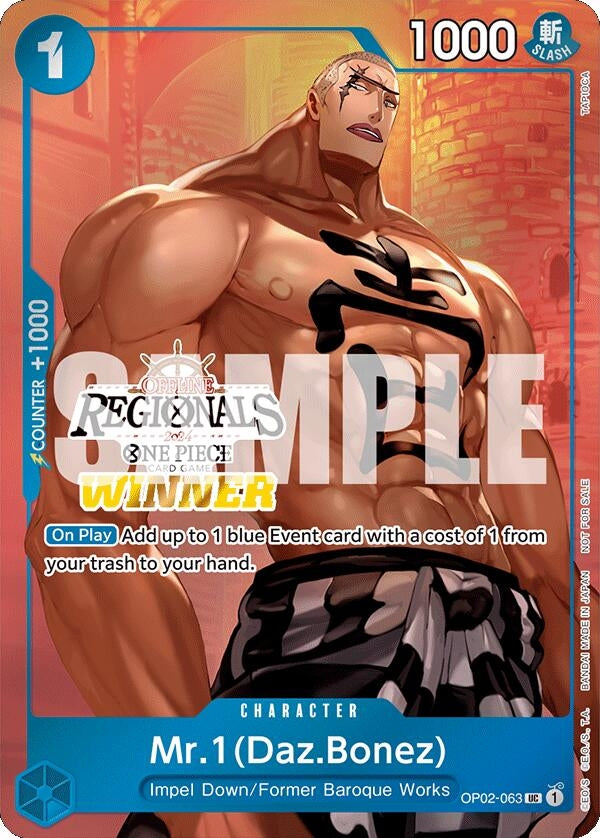 Image for Mr.1 (Daz.Bonez) (Offline Regional 2024 Vol. 3) [Winner] (OP02-063) (One Piece Promotion Cards) - One Piece Card Game