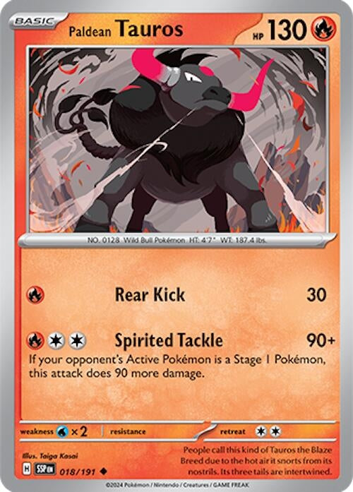 Image for Paldean Tauros (018/191) (SV08: Surging Sparks) - Pokemon