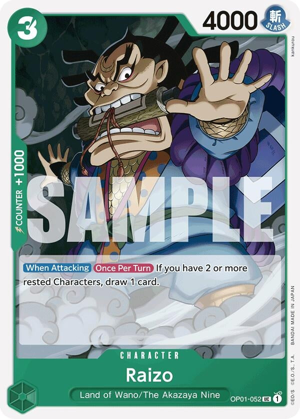 Image for Raizo (Reprint) (OP01-052) (Premium Booster -The Best-) - One Piece Card Game