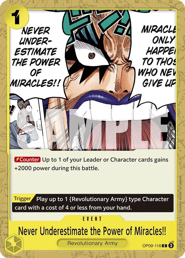 Image for Never Underestimate the Power of Miracles!! (OP09-116) (Emperors in the New World) - One Piece Card Game