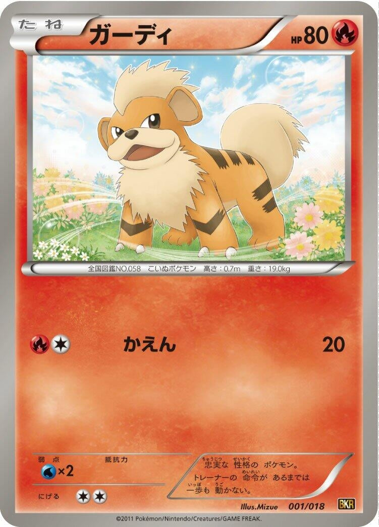 Image for Growlithe (001/018) (BKR: Reshiram-EX Battle Strength Deck) - Pokemon Japan