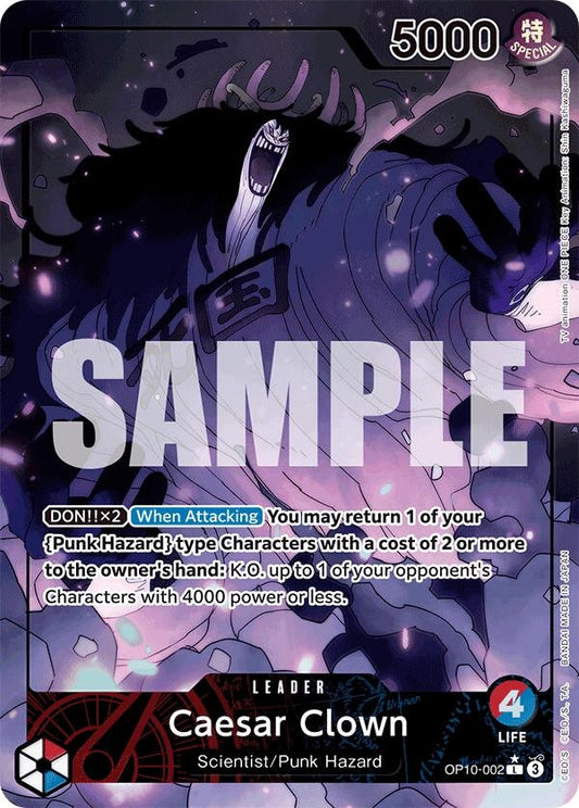 Image for Caesar Clown (002) (Parallel) (OP10-002) (Royal Blood) - One Piece Card Game
