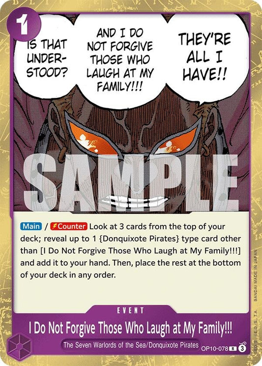 Image for I Do Not Forgive Those Who Laugh at My Family!!! (OP10-078) (Royal Blood) - One Piece Card Game