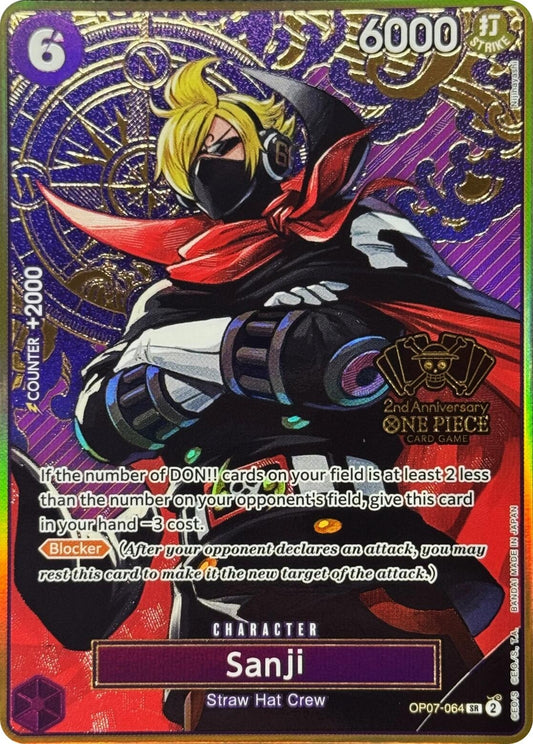Image for Sanji (One Piece Japanese Version 2nd Anniversary Set) (OP07-064) (One Piece Promotion Cards) - One Piece Card Game