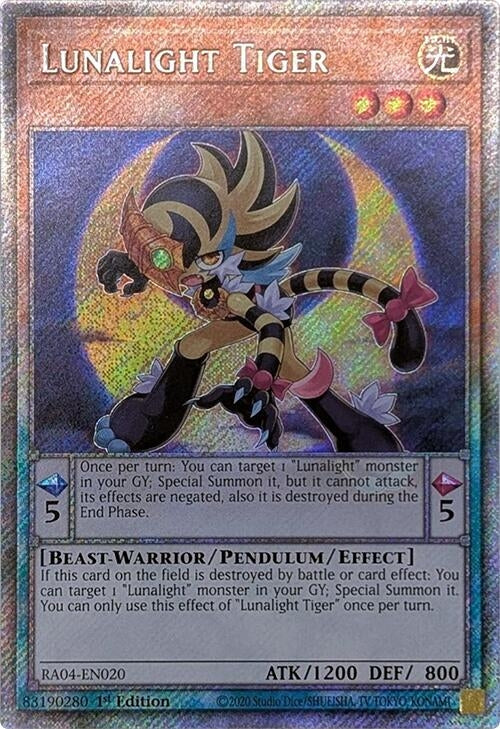 Image for Lunalight Tiger (Platinum Secret Rare) (RA04-EN020) (Quarter Century Stampede) (RA04) - YuGiOh