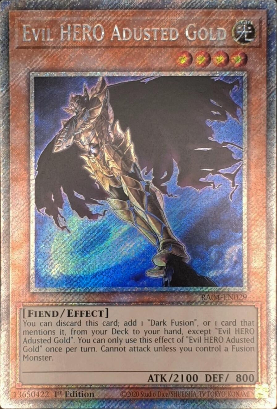 Image for Evil HERO Adusted Gold (Platinum Secret Rare) (RA04-EN029) (Quarter Century Stampede) (RA04) - YuGiOh