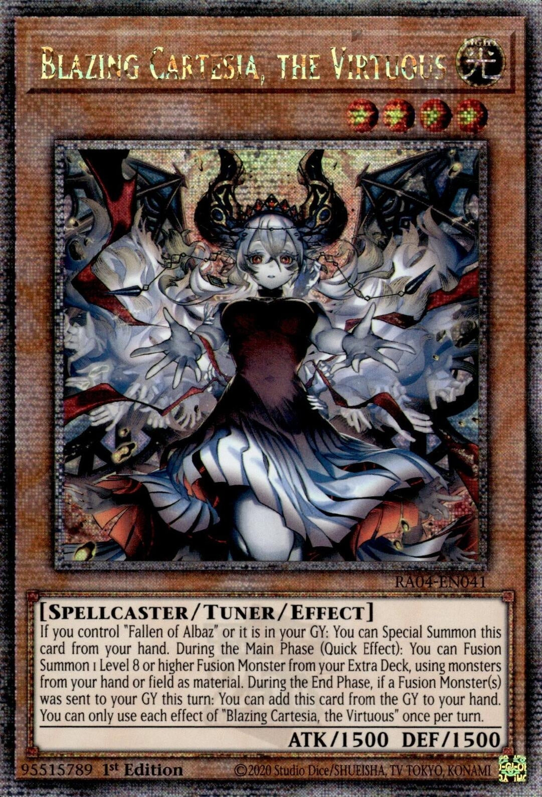 Image for Blazing Cartesia, the Virtuous (New Art) (Quarter Century Secret Rare) (RA04-EN041) (Quarter Century Stampede) (RA04) - YuGiOh