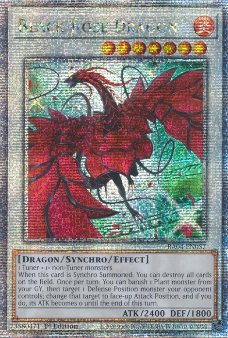 Image for Black Rose Dragon (Alternate Art) (Quarter Century Secret Rare) (RA04-EN057) (Quarter Century Stampede) (RA04) - YuGiOh