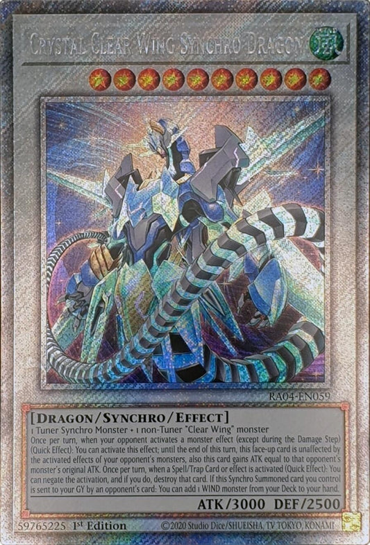 Image for Crystal Clear Wing Synchro Dragon (Platinum Secret Rare) (RA04-EN059) (Quarter Century Stampede) (RA04) - YuGiOh