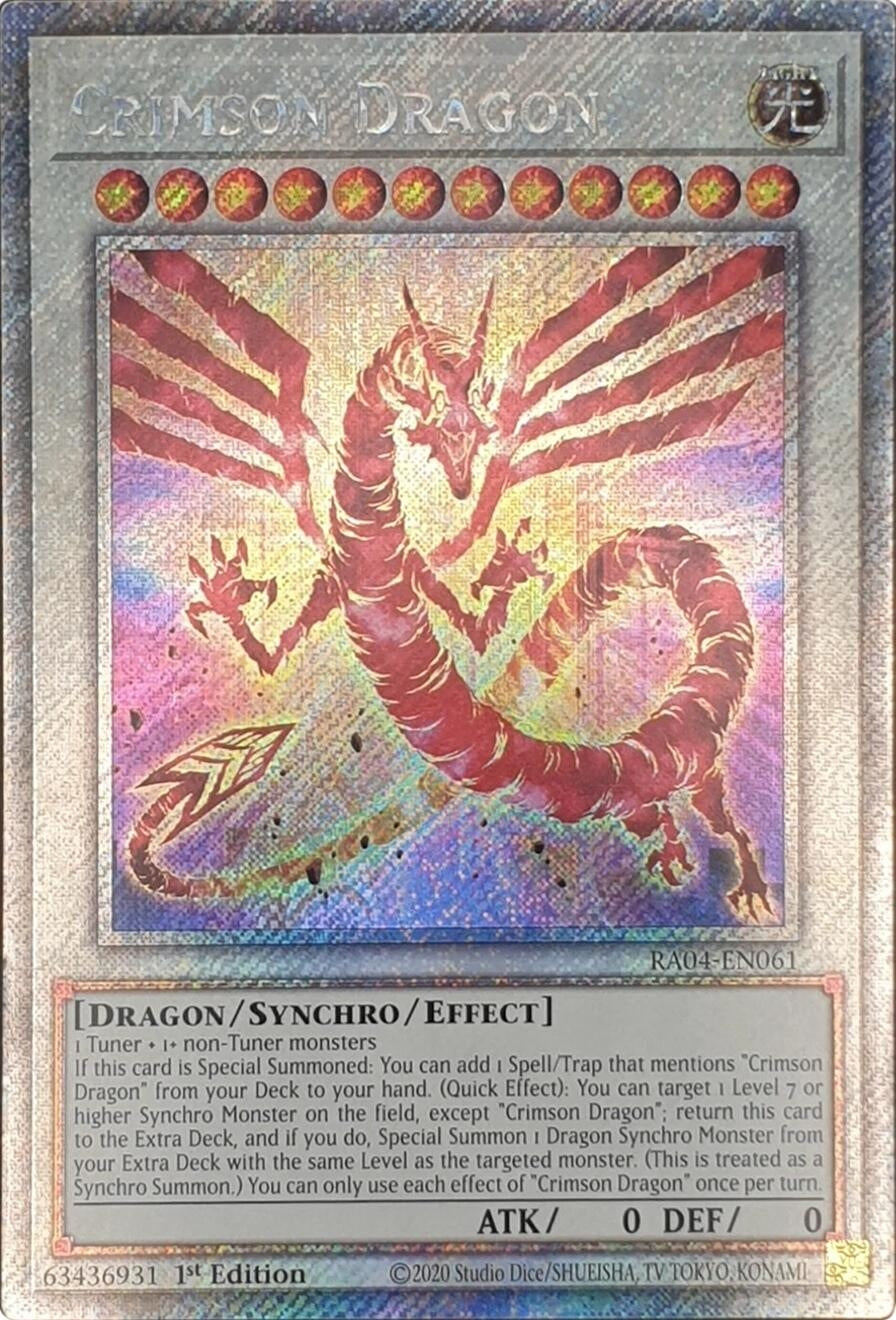 Image for Crimson Dragon (Platinum Secret Rare) (RA04-EN061) (Quarter Century Stampede) (RA04) - YuGiOh