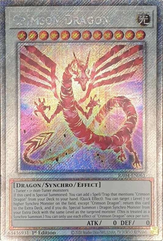 Image for Crimson Dragon (Platinum Secret Rare) (RA04-EN061) (Quarter Century Stampede) (RA04) - YuGiOh