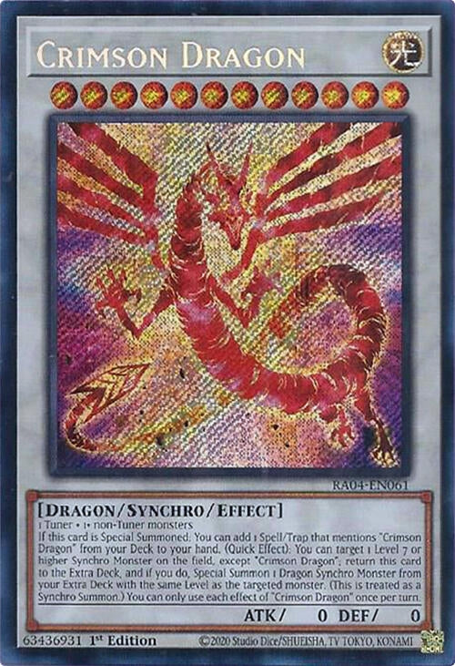 Image for Crimson Dragon (Secret Rare) (RA04-EN061) (Quarter Century Stampede) (RA04) - YuGiOh