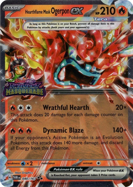 Image for Hearthflame Mask Ogerpon ex (Twilight Masquerade Stamp) (040/167) - Pokemon