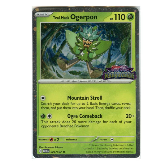 Image for Teal Mask Ogerpon (Twilight Masquerade Stamp) (024/167) - Pokemon