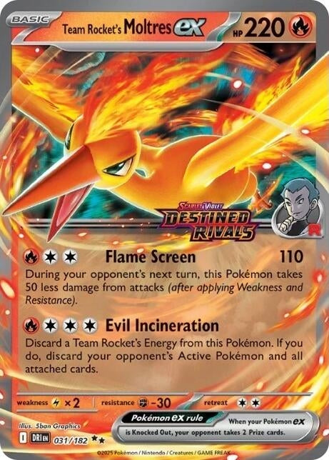 Image for Team Rocket's Moltres ex - 31/182 (Destined Rivals Stamp) (031/182) - Pokemon