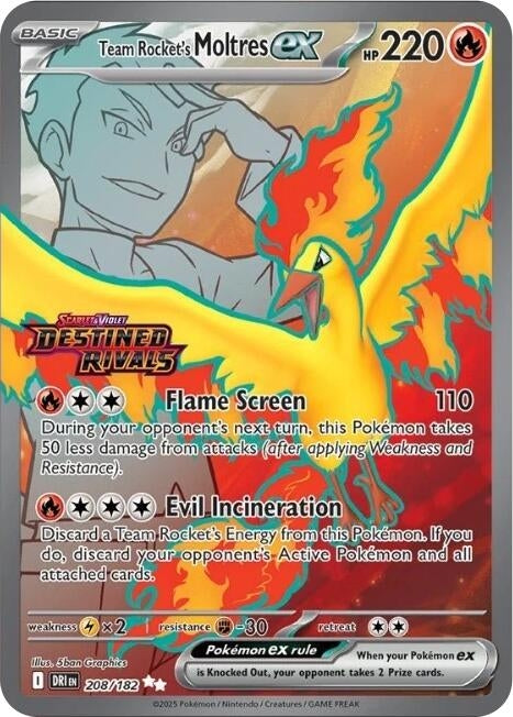 Image for Team Rocket's Moltres ex - 208/182 (Destined Rivals Stamp) (208/182) - Pokemon