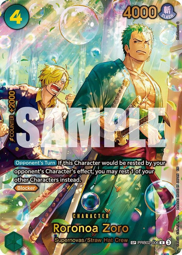 Image for Roronoa Zoro - PRB02-006 (SP) (Alternate Art) (Reprint) (PRB02-006) (The Azure Sea's Seven) - One Piece Card Game
