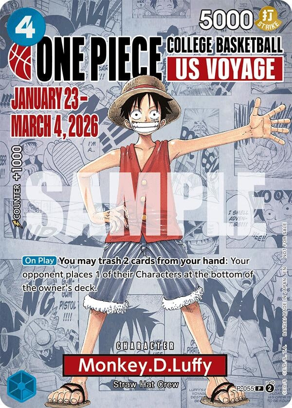 Image for Monkey.D.Luffy (055) (College Basketball US Voyage) (P-055) (One Piece Promotion Cards) - One Piece Card Game
