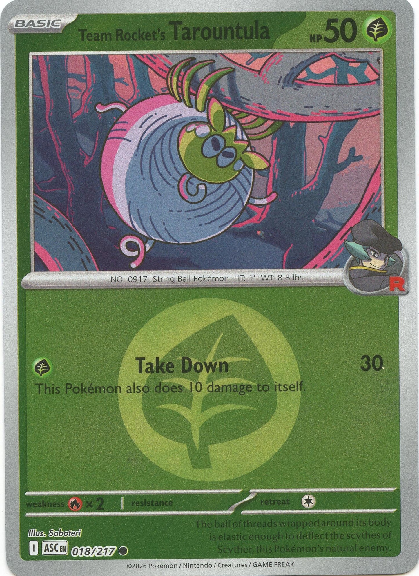 Team Rocket's Tarountula (Energy Symbol Pattern) (018/217) (ME: Ascended Heroes)